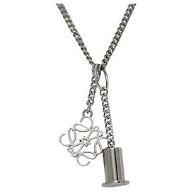 LOEWE Personalized Silver Anagram Necklace Silvery