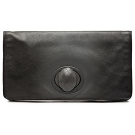 Bottega Veneta Black Leather Turn Lock Clutch Black