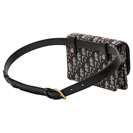 Dior-Dior Blue Oblique Canvas Saddle Belt Bag-Blue,Navy blue