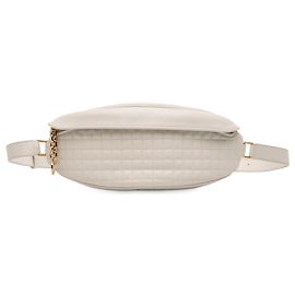 Céline Bolsa de cinto Celine em couro de bezerro acolchoado branco com charm C Branco