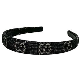 Fascia per capelli in tela nera Gucci GG Marmont Nero