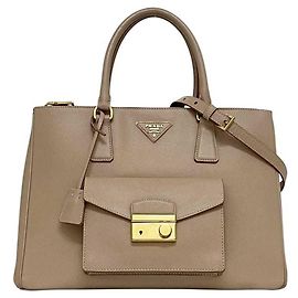 Prada Beige Saffiano Leather Handbag Beige