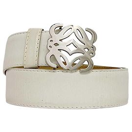 Ceinture en cuir blanc Loewe Blanc