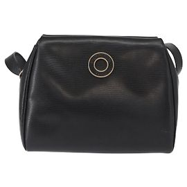Céline Bolsa transversal de couro com logo circular vintage Celine - Pequena Preto
