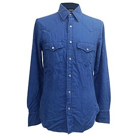 Camicia in denim blu slim-fit con bottoni di Tom Ford Blu