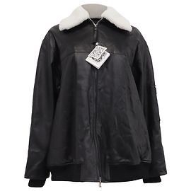 Loewe Sheared Collar Bomber Jacket in Lambskin Leather Black
