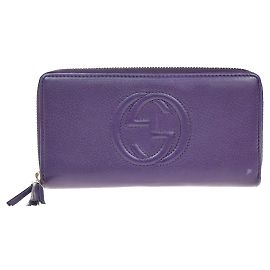 Carteira Gucci Soho com zíper em couro compacta Roxo