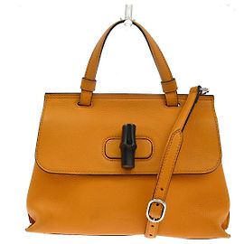 Gucci Bamboo Daily Top Handle de couro Medium Laranja