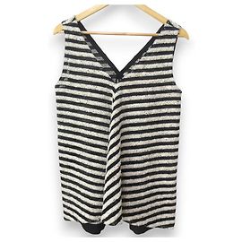 Autre Marque TOMORROWLAND Roving Boarder V Neck Tweed Pullover Black White