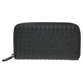 Bottega Veneta Intrecciato Long Zip Leather Black