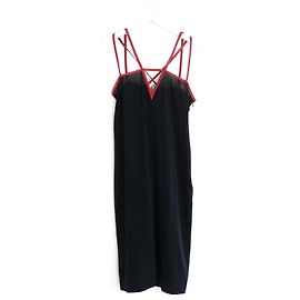 Prada Fall 2014 Leather Strap Silk Dress Black