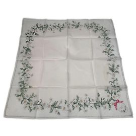 Lenço Vintage Dior Floral Branco Verde Rosa Branco