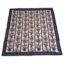 Sciarpa floreale vintage Dior rossa bianca blu navy Bianco