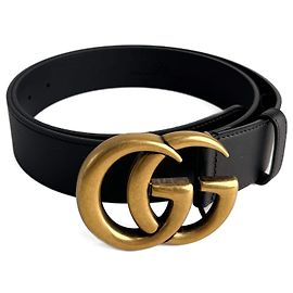 Gucci GG Marmont Leder breite Gürtel 95/38 schwarz Schwarz
