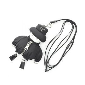 Prada Re-Nylon Weicher Roboter Charm Schwarz Weiß