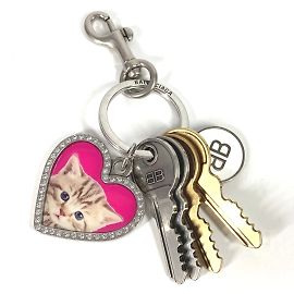 Porte-clés en forme de cœur de chat Balenciaga Multicolore