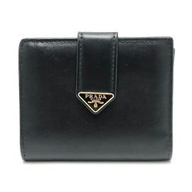 Prada Bi-Fold Wallet in Black Leather Black