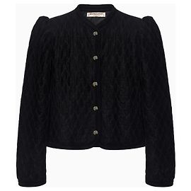 Yves Saint Laurent Rive Gauche Jacke aus schwarzem gestepptem Samt Schwarz