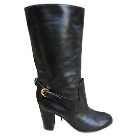 Sergio Rossi Black Leather Boots Black