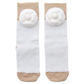 Chanel Camellia Coco Mark Socks White Golden