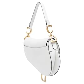 Dior-Dior White Grained Calfskin Saddle Bag-White