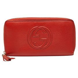Gucci Soho Rundzip lange Geldbörse Rot