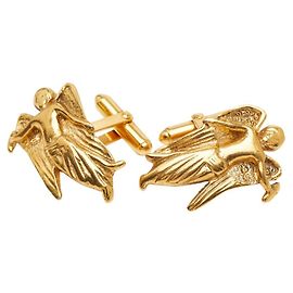 Gemelli vintage Chanel placcati in oro con angelo D'oro