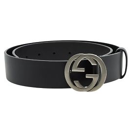Cintura standard in pelle nera Gucci Nero