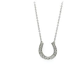 Tiffany & Co Tiffany Hufeisen Diamant Anhänger Halskette Silber