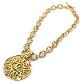 Collier Vintage Coco Mark Motif Soleil en Or Chanel Doré