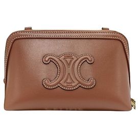Céline Bolsa de ombro Celine Cuir Triomphe Marrom