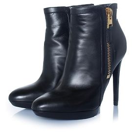 Tom Ford, black leather platform ankle boots Black
