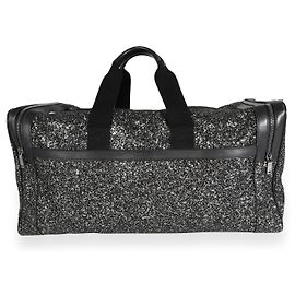 Saint Laurent Glitter Canvas & Black Leather City Gym Duffle Bag Black Metallic