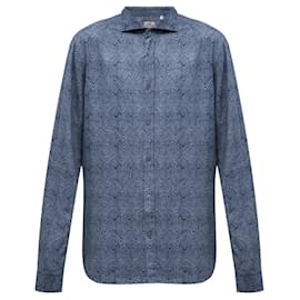 Autre Marque-CC Collection Corneliani Dark Blue Patterned Shirt, Size 40 IT-Blue