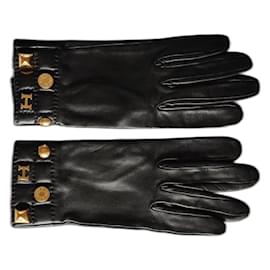 LUVAS HERMÈS COM 'H' – PATCH E ESTAMPAS. Preto