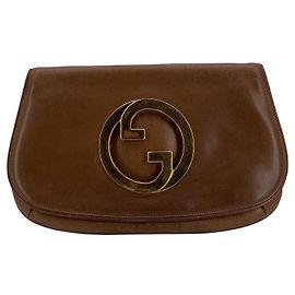 Gucci Vintage Leather Clutch Bag Blondie Brown