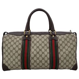 Mala de tecido vintage Gucci Ophidia Boston Marrom