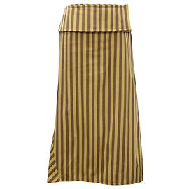 Gonna lunga a righe Jil Sander Marrone Giallo