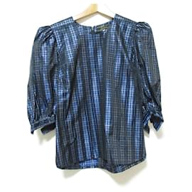 Autre Marque Leilian Karo Pullover Bluse Blau Marineblau