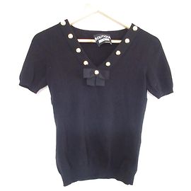Top de malha com decote em V e fita Moschino Boutique Preto