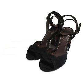 Chloé See By Chloe Suede Embroidered Sandals Black Pink White Blue