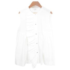 Autre Marque Blouse sans manches à volants croisés Yori Blanc
