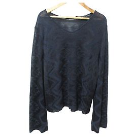 V-Ausschnitt Strickpullover Salvatore Ferragamo Blau