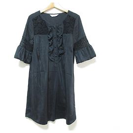 Mila Schön mila schon Frill Lace Short Sleeve Tunic Blouse Black