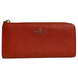 Coach L Zip Long Wallet Leather Wallet Orange