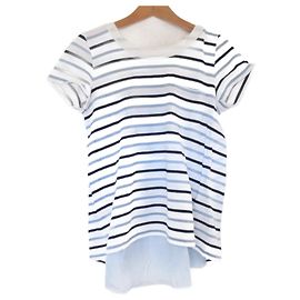 Camiseta de algodón a rayas Docking de sacai luck Azul