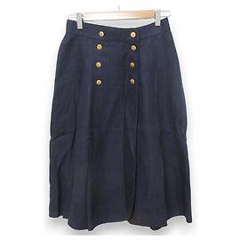 Gonna 100% Lino Chanel Blu Blu navy