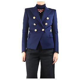 Balmain Blue double-breasted wool jacket - size UK 10 Blue