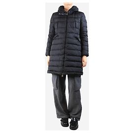 Moncler Schwarzer langer Daunenmantel - Größe UK 14 Schwarz