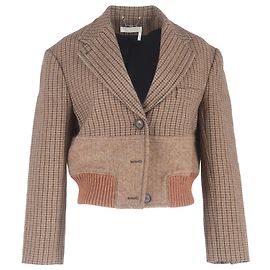 Chaqueta de tweed panelada corta Chloé en lana marrón Castaño Roja